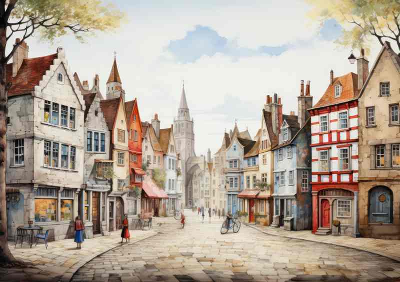 Artistic Village Scenes Quirky Colours Revealed | Poster