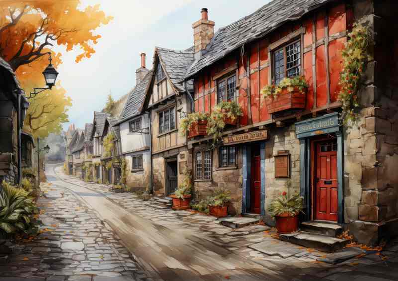 Artistic Village Scenes Rainbow Whimsy Displayed | Poster