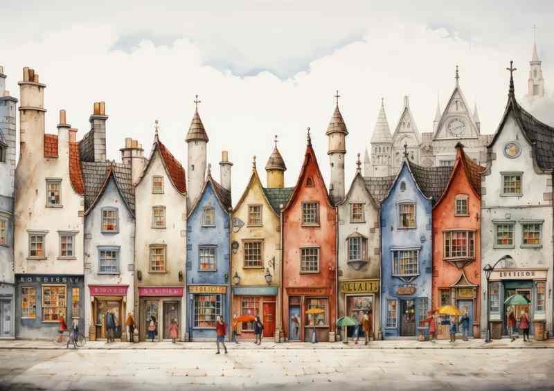 Artistic Village Scenes Whimsy Everywhere | Metal Poster