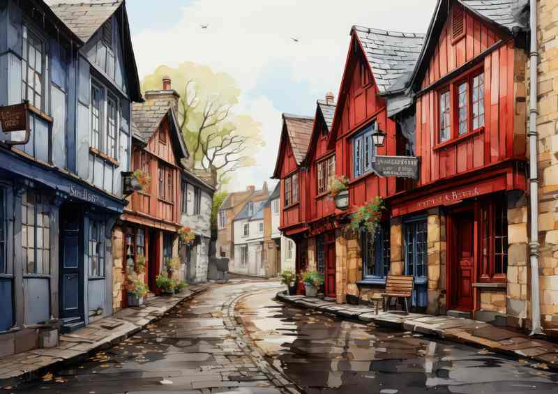 Colourful Streets Quaint Village Adventures | Metal Poster