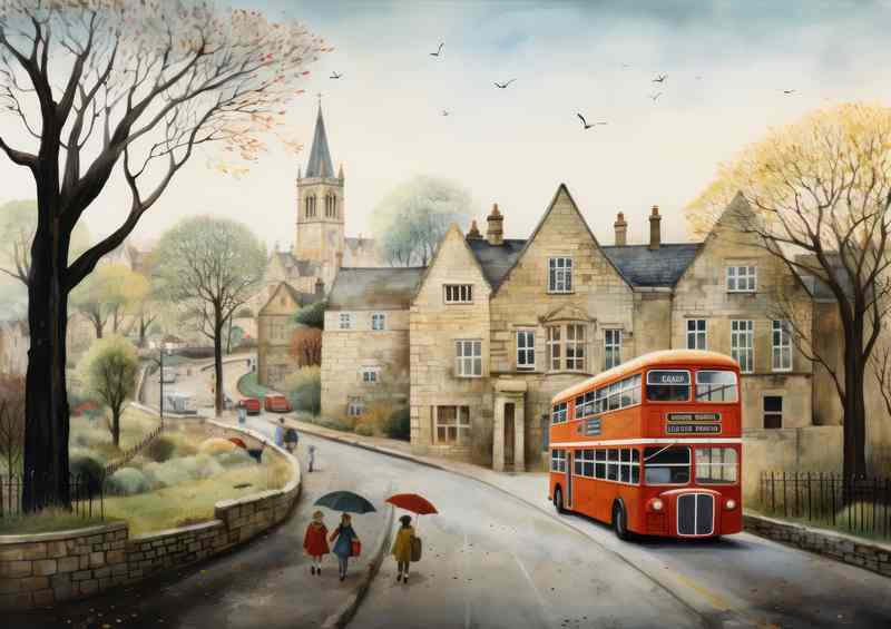 Fairy Tale Hues Colourful town Adventures | Metal Poster