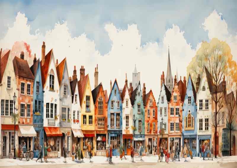 Fairy Tale Hues in a Colourful Village | Metal Poster
