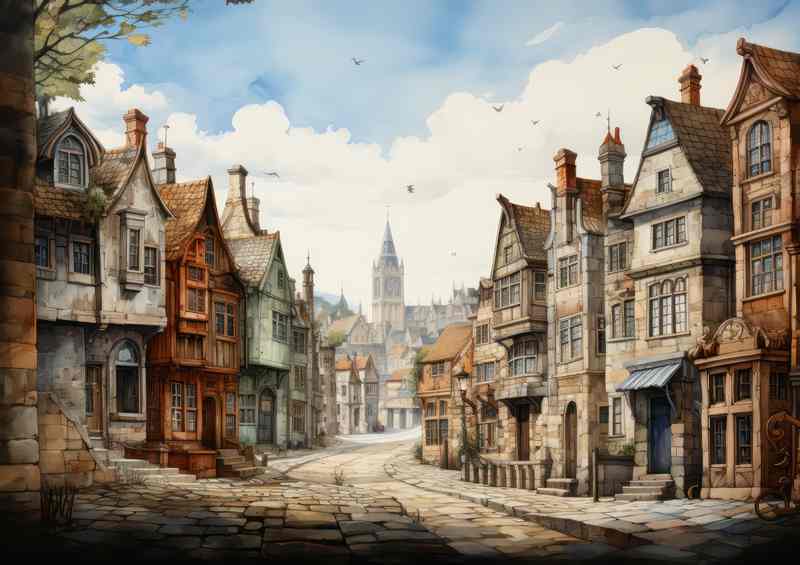 Fantasy Village Colourful World of Whimsy | Metal Poster