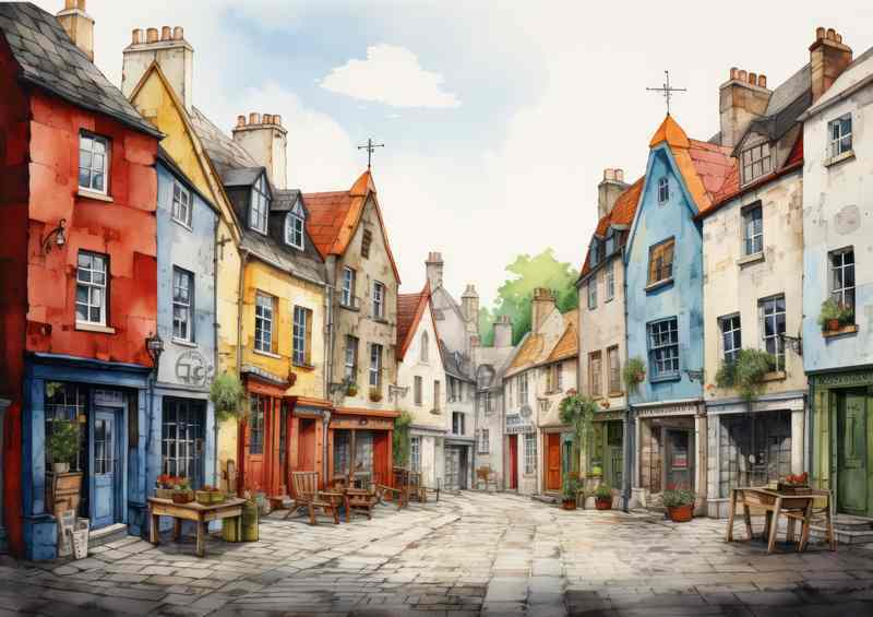 Vibrant Village Charm Whimsy on Display | Metal Poster