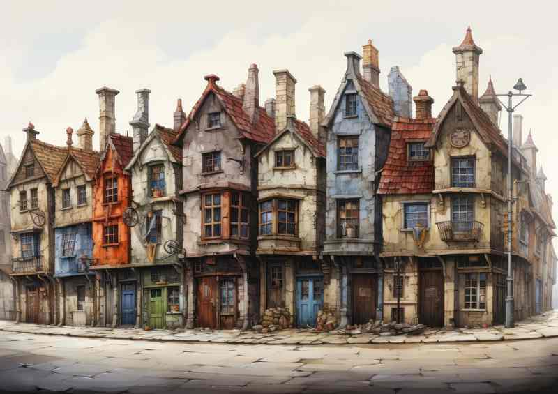 Vibrant Village Streets Artful Whimsy Displayed | Poster