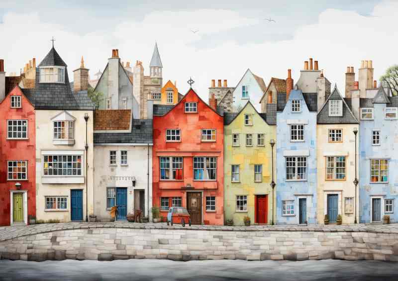 Vivid Village Life Whimsical Charm Shines | Canvas