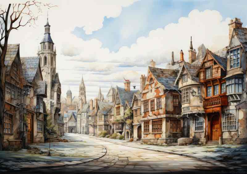 Vivid Whimsy Quirky Village Exploration | Metal Poster