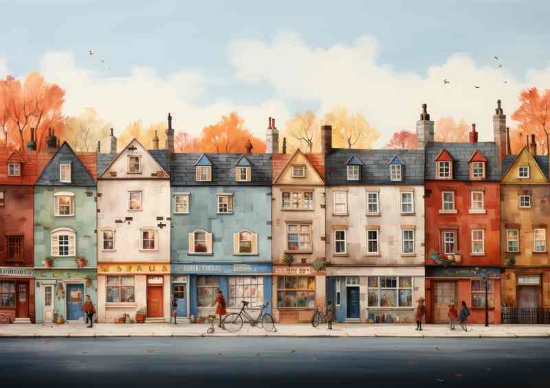 Whimsical Village Dreams A Vibrant World | Metal Poster