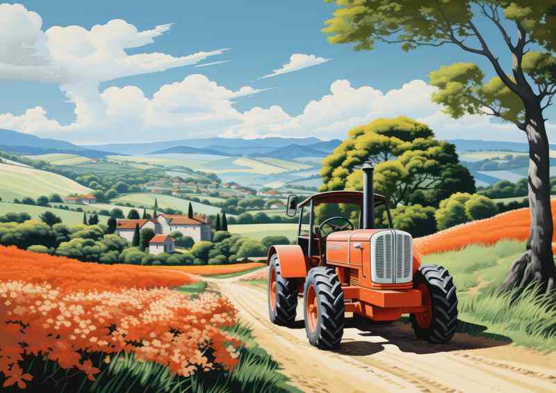 Classic Beauty Vintage Tractor in Countryside | Poster
