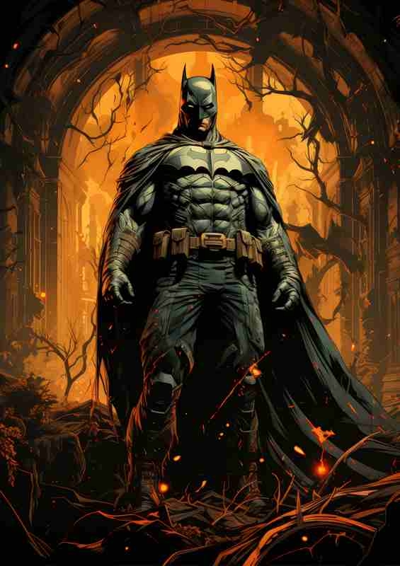 A statue of batman in the shadows | Poster