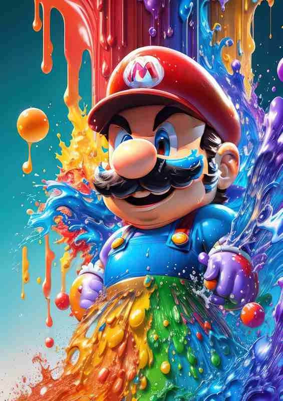 Mario exploding with colours | Poster