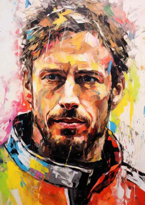 Jenson Button Formula one racing driver portrait | Poster