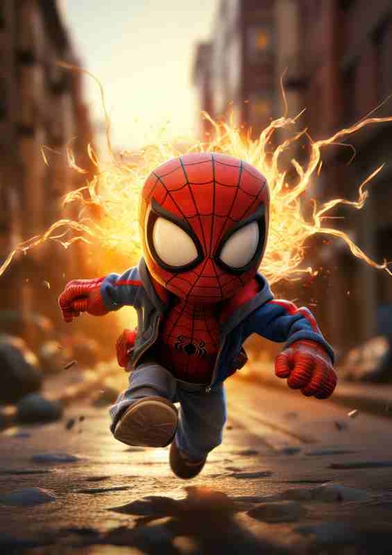 Spider man running on the streets | Poster