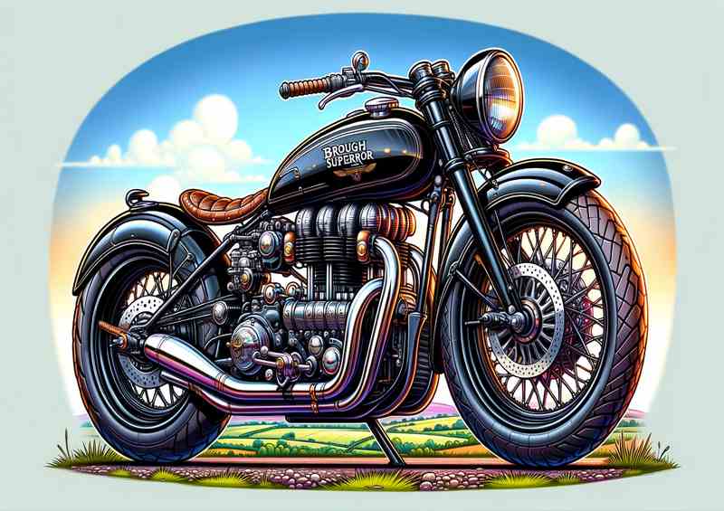 Cartoon Brough Superior SS100 Motorcycle Art A cartoon style | Poster