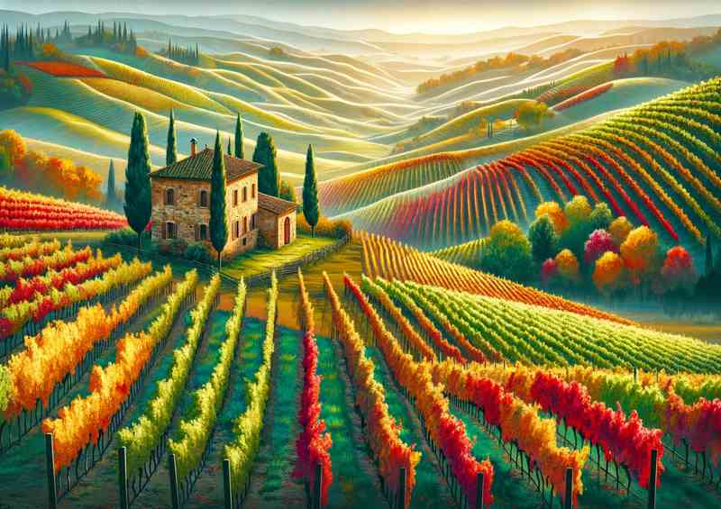Autumn Vineyards of Tuscany Italy | Metal Poster