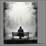 Buy Canvas : (Peaceful Contemplation Man Sitting Park Bench)