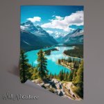 Buy Unframed Poster : (A View Of Mountain Peaks And Turquoise lake)