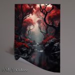 Buy Unframed Poster : (Eerie Twilight Above Red Sky Forest)