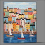 Buy Canvas : (Sailing Boats in the Oceans Embrace town scene)
