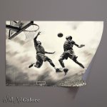 Buy Unframed Poster : (Basketball Double dunker in fullcourt by person)