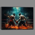 Buy Canvas : (Two boxers on the ring in the middle of a boxing ring)