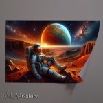 Buy Unframed Poster : (Astronaut Resting on Mars Surreal Landscape)