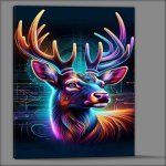Buy Canvas : (A regal deers head in neon digital art natural grace)