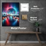 Buy Metal Poster : (London skyline aglow with radiant neon colors)