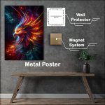 Buy Metal Poster : (Phoenix head glowing with intense neon colors)