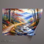 Buy Unframed Poster : (Autumns Embrace A Mountain Trail in Watercolor Style)