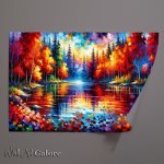 Buy Unframed Poster : (Autumns Glow A Forest Lake in Fauvist Style)