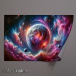 Buy Unframed Poster : (A fantasy planet surrounded by a colorful nebula)