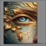 Buy Canvas : (Womans Eye detailed with golden leaves and sparkling highlights)