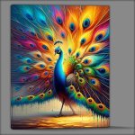 Buy Canvas : (Majestic peacock with its tail feathers unfurled)