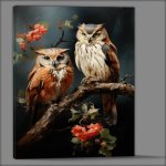 Buy Canvas : (Pair of Owls on a perch)