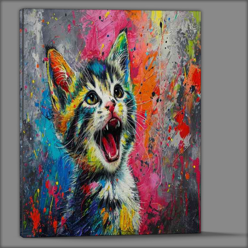 Buy Canvas : (Cat with a smilly face and painted background)