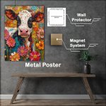 Buy Metal Poster : (Daisy the painted cow in a flower field)