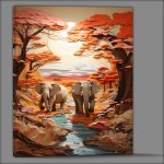 Buy Canvas : (Elephants by the lake)