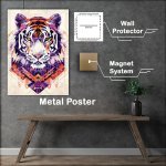 Buy Metal Poster : (White Tiger and geometric shapes)
