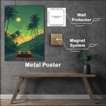 Buy Metal Poster : (Muscle car driving down the road)