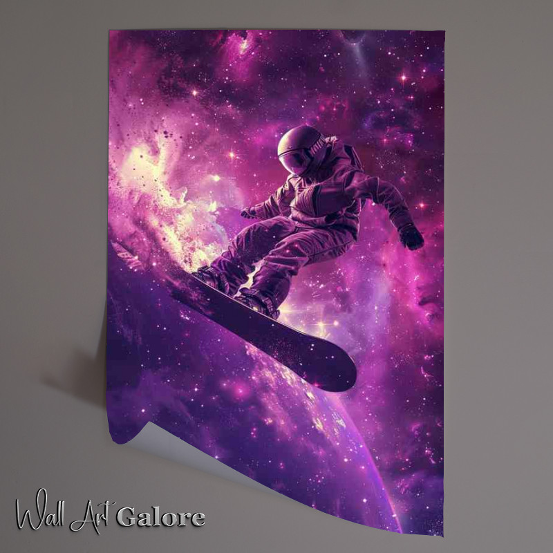 Buy Unframed Poster : (Man on a snowboard flying through space)