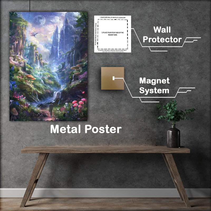 Buy Metal Poster : (An enchanted forest with tower landscape)