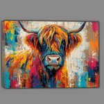 Buy Canvas : (A Colourful highland cow painted style)