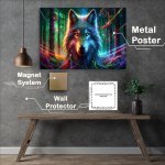Buy Metal Poster : (Wolf its eyes reflecting a world where nature)