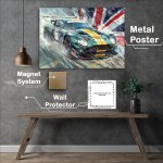 Buy Metal Poster : (British made Aston Martin on the track painted style)