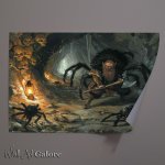 Buy Unframed Poster : (Fantasy Dwarf fighting monster spiders)