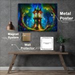 Buy Metal Poster : (Whimsical clock tower its structure crafted from twisted vines and glowing leaves)