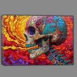 Buy Canvas : (psychedelic painted skull colourful art)