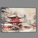 Buy Canvas : (The Heian period snow covered Kyoto temple)