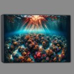Buy Canvas : (Underwater world of a vibrant coral reef beneath a crystal clear sea)
